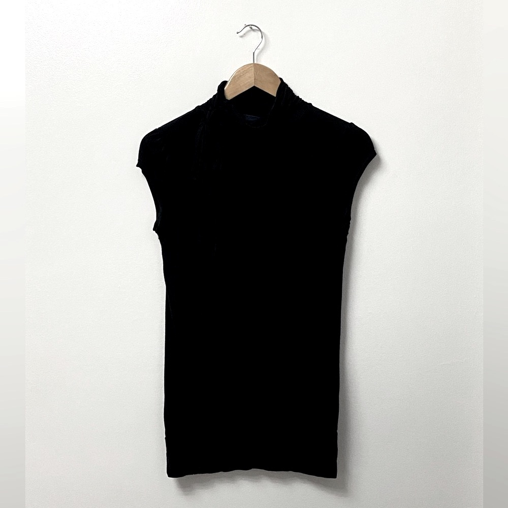 Request Neck Tie Cap Sleeve Shirt